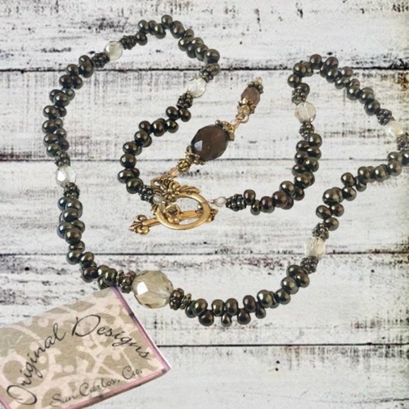 Necklace Bronze Beads by Original Designs REVERSIBLE with Pendant New - Picture 2 of 15